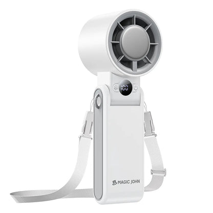 MAGIC JOHN 3 in 1 Mini Handheld Cooling Fan, 100 Speed & Instant Ice Cooling, 3600Mah Battery for 10H Runtime, Smart LED Display Foldable Neck/Desk/Hand Fan, Pocket Design for Travel/Summer/Concerts
