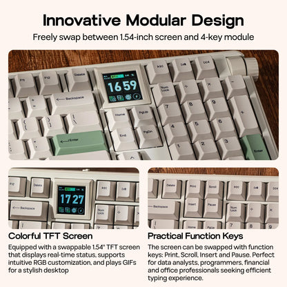 EPOMAKER RT100 PRO Tri-Mode Mechanical Keyboard, 1.54” Hot-Swap Screen, Knob, Retro PBT Keycap, Mac Keys, Thocky Gasket, Custom Driver, RGB, BT/2.4G Wireless Gaming Keyboard Tiktokshopstockup Tiktokshopmothersday