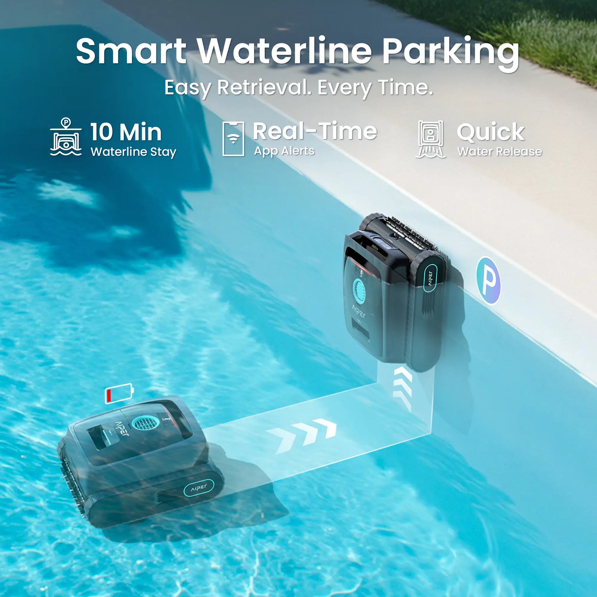Aiper Scuba V3 Robotic Pool Cleaner, Wall & Waterline Cleaning, Cordless Pool Robot