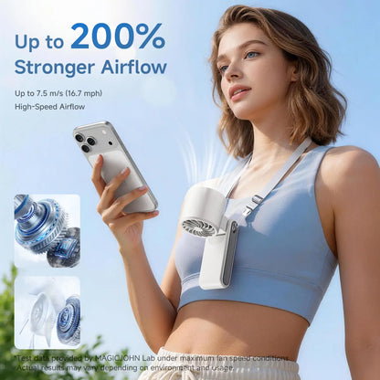 MAGIC JOHN 3 in 1 Mini Handheld Cooling Fan, 100 Speed & Instant Ice Cooling, 3600Mah Battery for 10H Runtime, Smart LED Display Foldable Neck/Desk/Hand Fan, Pocket Design for Travel/Summer/Concerts