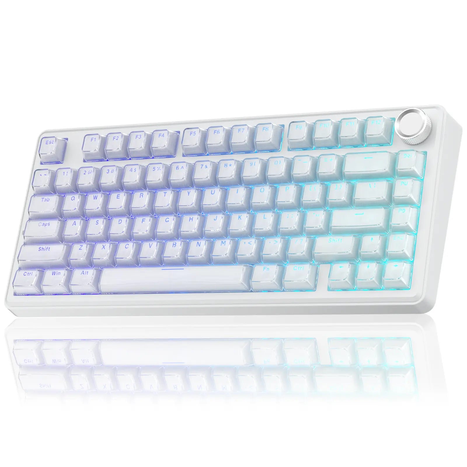 [New]Solakaka A75 Crystal White Wireless Keyboard, Cute RGB 75% Mechanical Keyboard, Tri-Mode Bluetooth/2.4G/Usb-C, Creamy Caramel Latte Linear Switch, Hot Swappable Aesthetic Keyboard for PC Mac Laptop