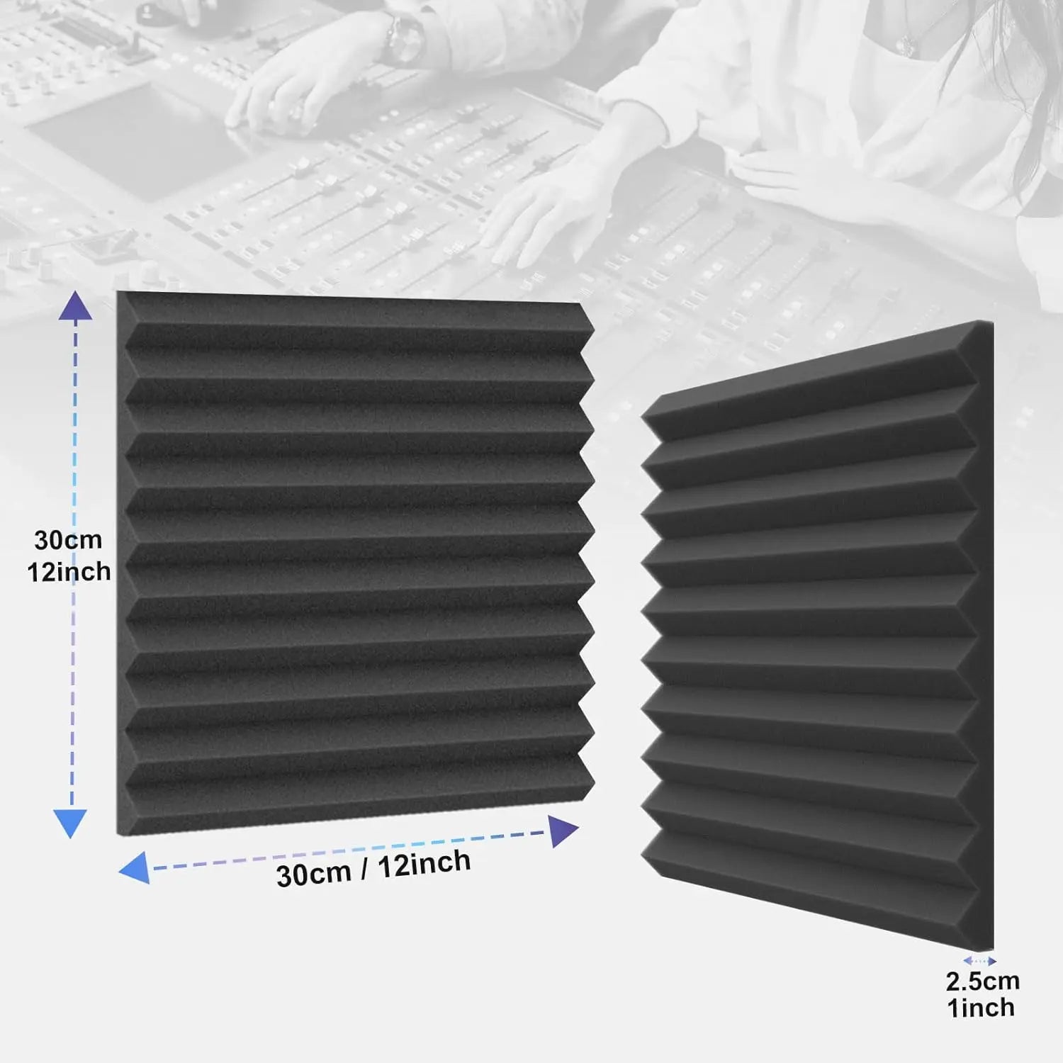 50 Pack Acoustic Panels Soundproof Studio for Walls Sound Absorbing Panels Sound Insulation Wedge for Studio, 1" X 12" X 12" (Black)