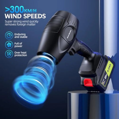 MREGB Cordless Leaf Blower Handheld 300000 RPM with 2 Packs 4.0Ah Batteries and Charger for Balcony Cleaning Lawn Care Blowing Leaves and Dust Quick Cleaning Multifunctional Fan Foldable Pedestal Fan