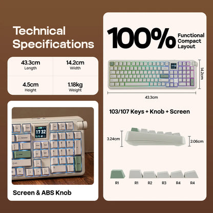 EPOMAKER RT100 PRO Tri-Mode Mechanical Keyboard, 1.54” Hot-Swap Screen, Knob, Retro PBT Keycap, Mac Keys, Thocky Gasket, Custom Driver, RGB, BT/2.4G Wireless Gaming Keyboard Tiktokshopstockup Tiktokshopmothersday