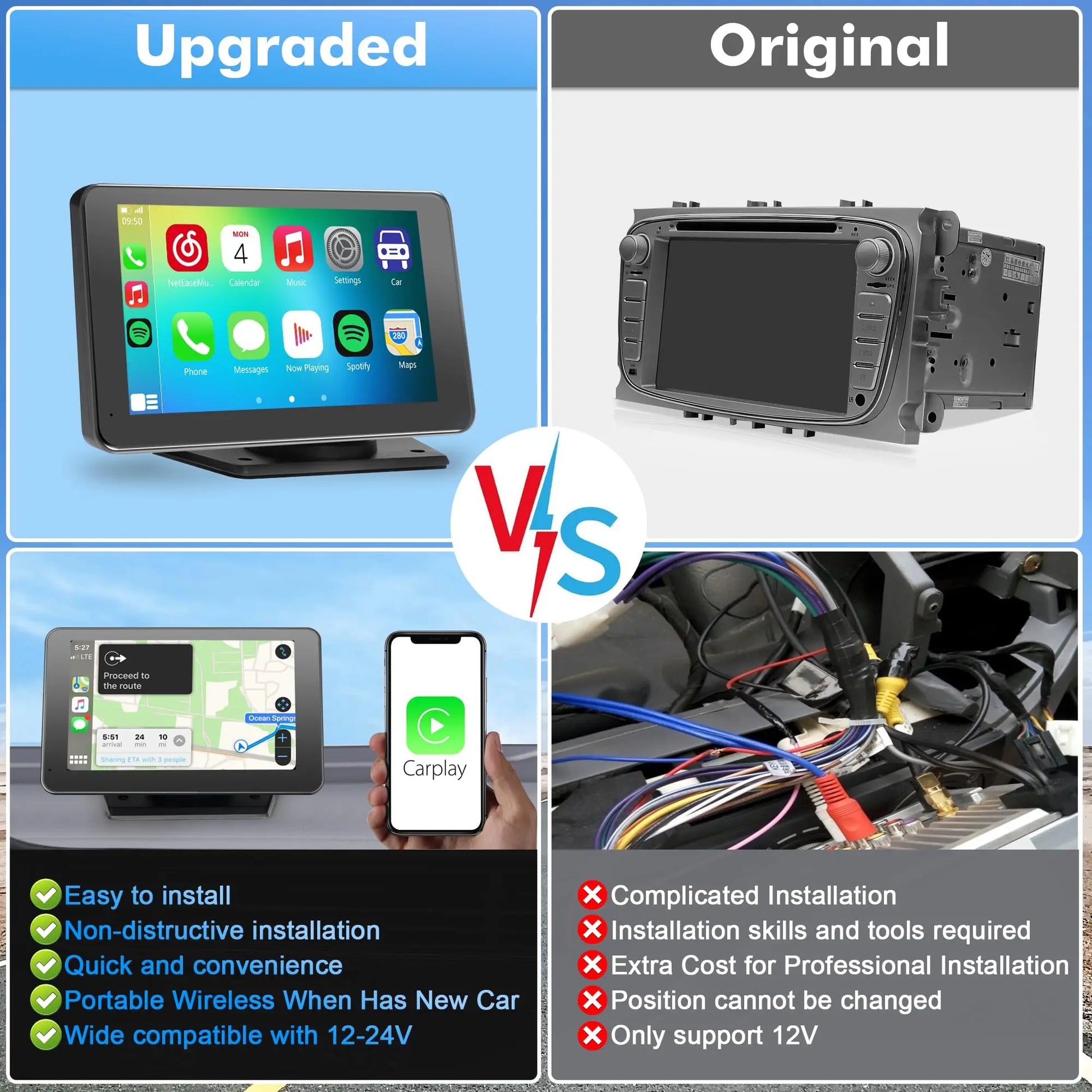 【PASLDA】2026 Summervibes-Upgraded Wireless Carplay Screen for Andriod & Iphone : the Ultimate Portable Car Play Adapter for Seamless In-Car Entertainment