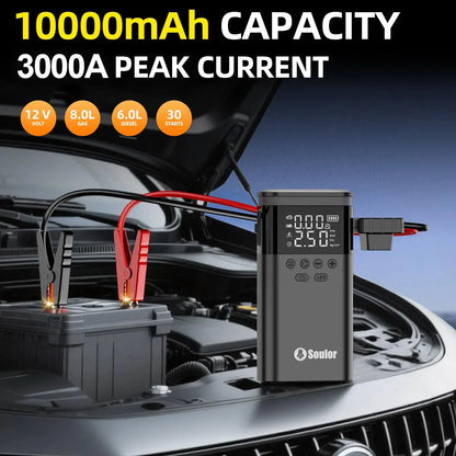 Soulor CYD22 5-In-1 with 150PSI Air Compressor, 10000Mah Portable Power Bank, LED Flashlight & SOS for Car/Suv/Truck Emergency Ultra-Safe