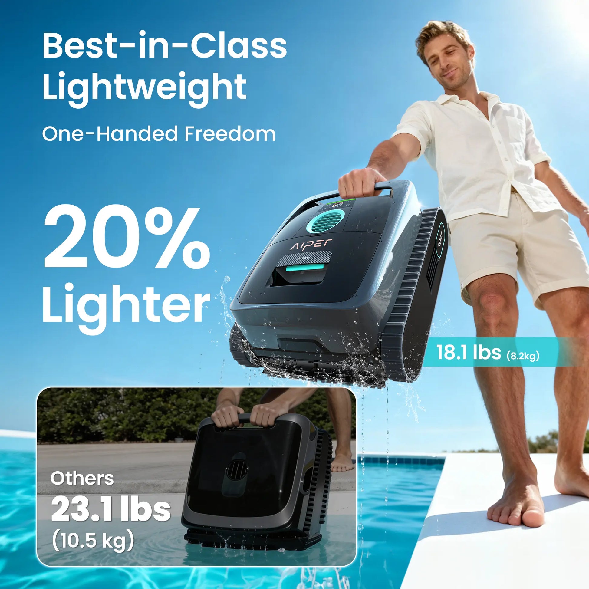 Aiper Scuba V3 Robotic Pool Cleaner, Wall & Waterline Cleaning, Cordless Pool Robot