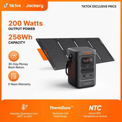Jackery Explorer 240D Power Bank with Adjustable Strap, 256Wh Lifepo4 Battery Portable Power Station, 200W Pure DC Output, 3×USB-C & 1×USB-A Ports, 2-In-1 USB-C Strap Cable, Fast Charging for Outdoor, Travel & Emergencies