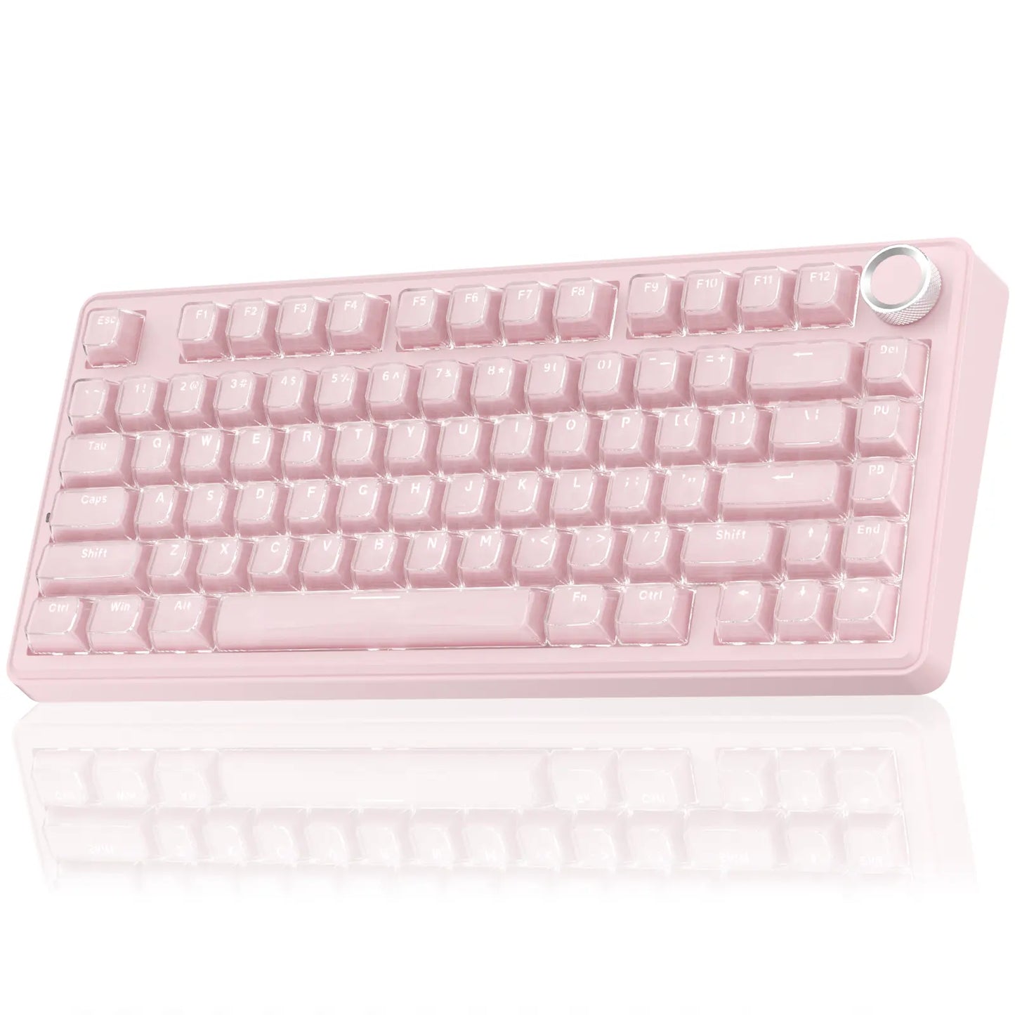 [New]Solakaka A75 Crystal White Wireless Keyboard, Cute RGB 75% Mechanical Keyboard, Tri-Mode Bluetooth/2.4G/Usb-C, Creamy Caramel Latte Linear Switch, Hot Swappable Aesthetic Keyboard for PC Mac Laptop