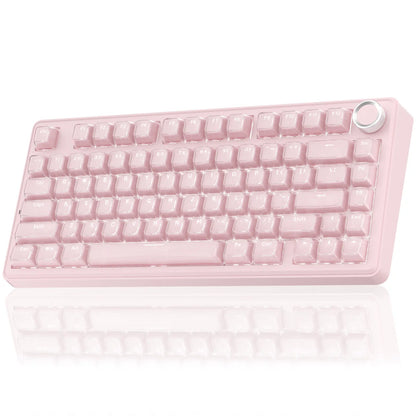 [New]Solakaka A75 Crystal White Wireless Keyboard, Cute RGB 75% Mechanical Keyboard, Tri-Mode Bluetooth/2.4G/Usb-C, Creamy Caramel Latte Linear Switch, Hot Swappable Aesthetic Keyboard for PC Mac Laptop