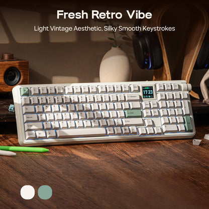 EPOMAKER RT100 PRO Tri-Mode Mechanical Keyboard, 1.54” Hot-Swap Screen, Knob, Retro PBT Keycap, Mac Keys, Thocky Gasket, Custom Driver, RGB, BT/2.4G Wireless Gaming Keyboard Tiktokshopstockup Tiktokshopmothersday