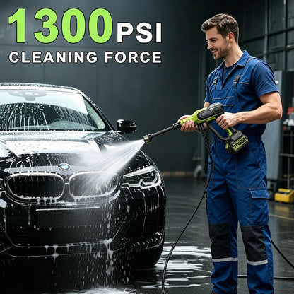 1300Psi Cordless Pressure Washer, Portable Power Washer with 6-In-1 Nozzle, 21V Hand Held Pressure Washer with Two Battery, Electric Power Cleaner for Car, Garden, Home