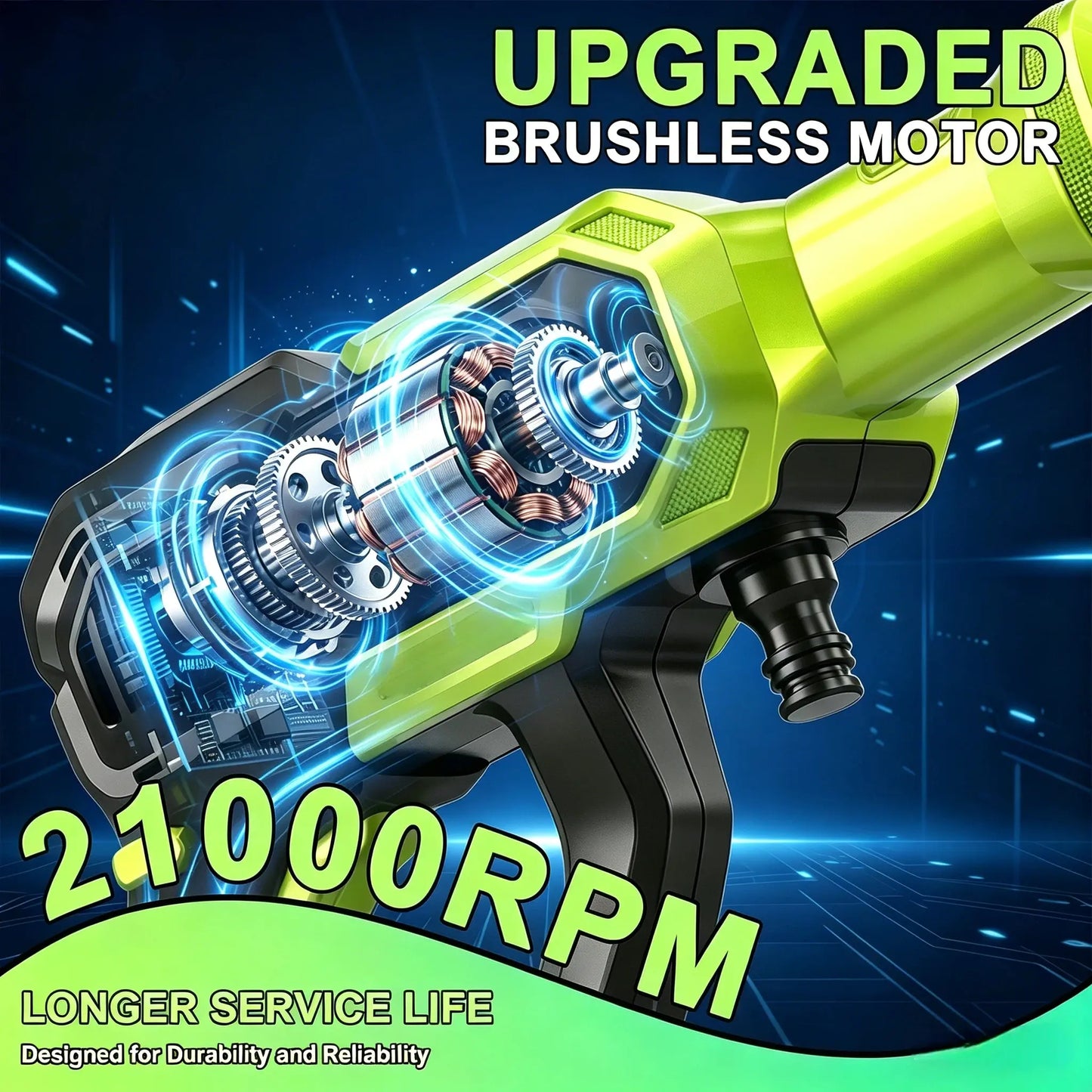 1300Psi Cordless Pressure Washer, Portable Power Washer with 6-In-1 Nozzle, 21V Hand Held Pressure Washer with Two Battery, Electric Power Cleaner for Car, Garden, Home
