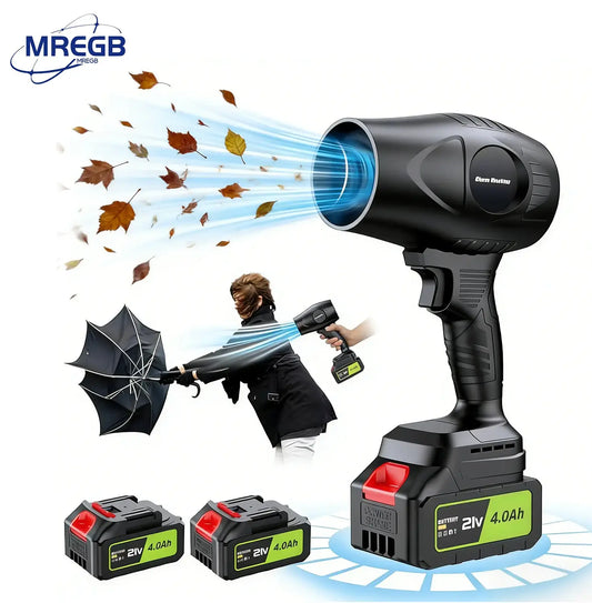 MREGB Cordless Leaf Blower Handheld 300000 RPM with 2 Packs 4.0Ah Batteries and Charger for Balcony Cleaning Lawn Care Blowing Leaves and Dust Quick Cleaning Multifunctional Fan Foldable Pedestal Fan